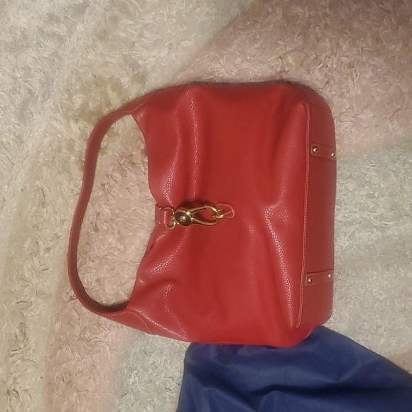 Dooney & Bourke Pebble Grain Leather Logo Lock Shoulder red Tan with d… - Picture 1 of 8